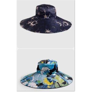Johnny Was Zolita Reversible Beach Hat Floral Celestial Super Nova Wide Brim NWT